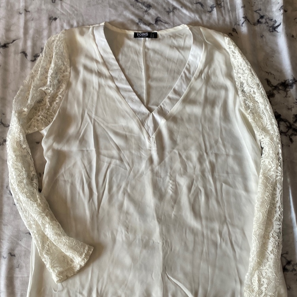 Chiffon Lace Sleeved Long Sleeved Shirt